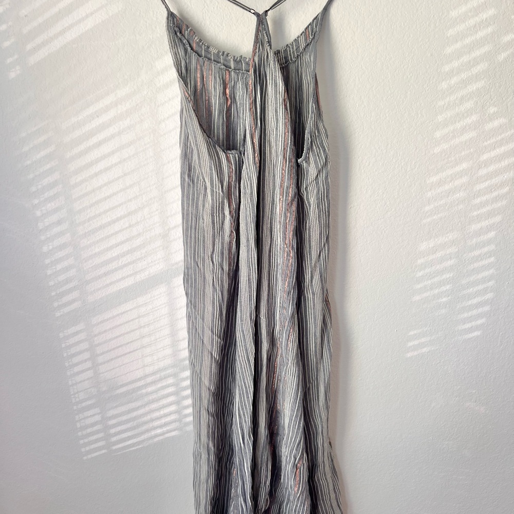 The Handloom Canggu Maxi Dress Navy with Metallic Stripes Sz S - Picture 7 of 8